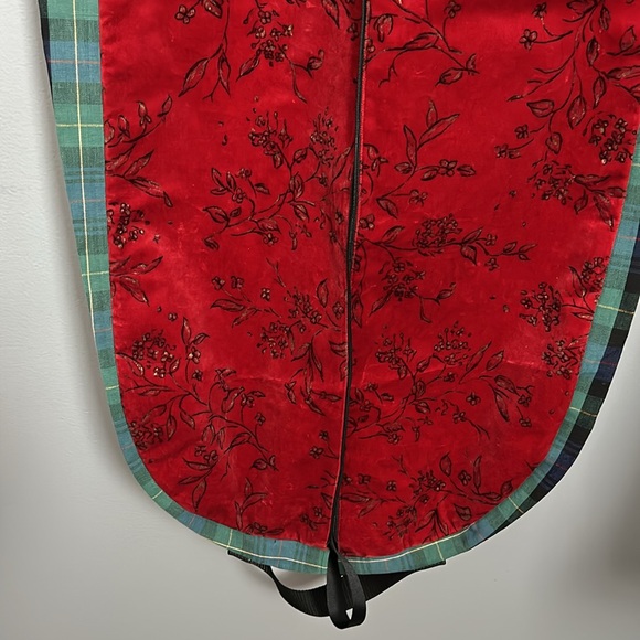 Vintage Nordic House Designs 90s Floral Plaid Velvet Hanging Garment Luggage Bag - Picture 6 of 16